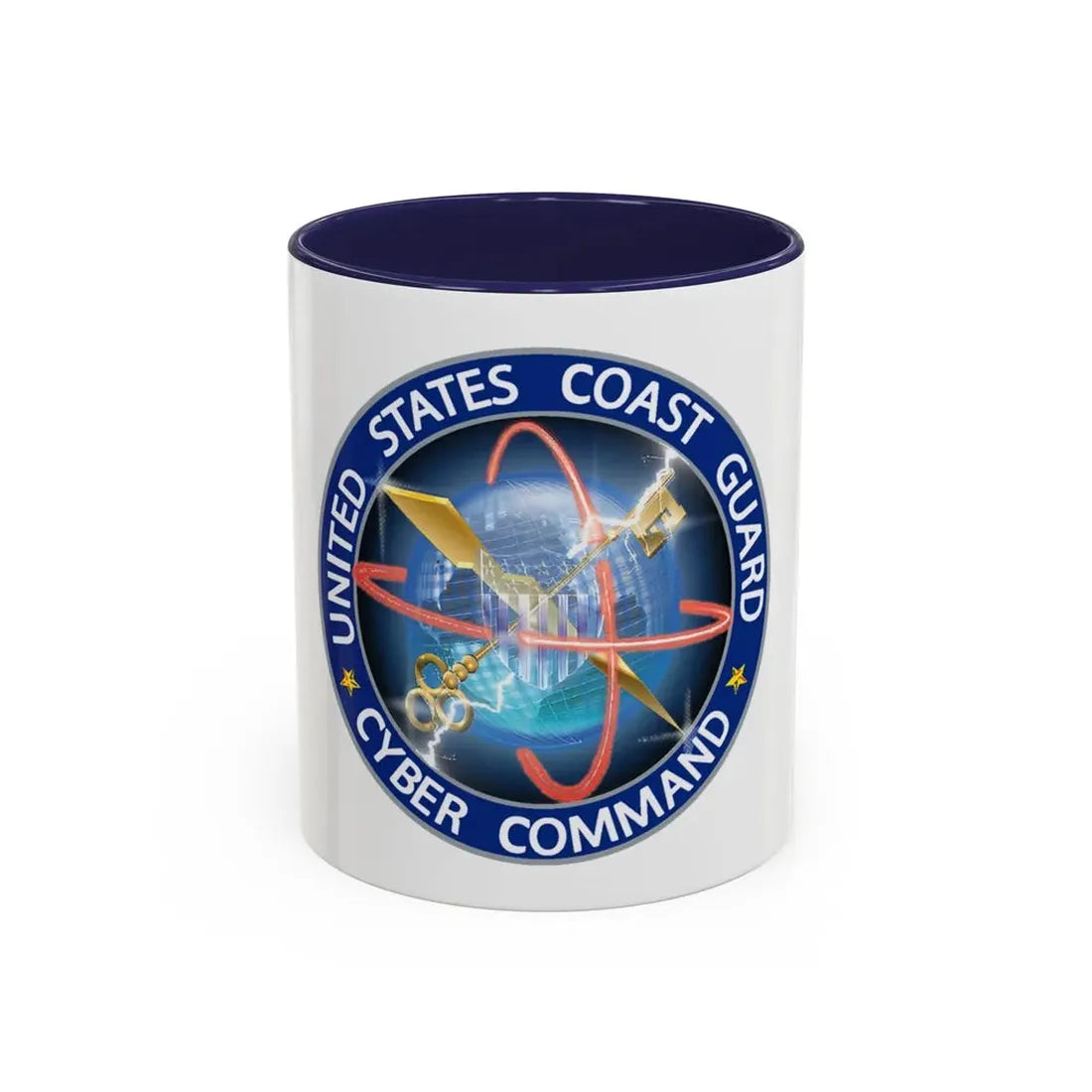 USCG Cyber Command (U.S. Coast Guard) Accent Coffee Mug 11oz Navy - Go Mug Yourself