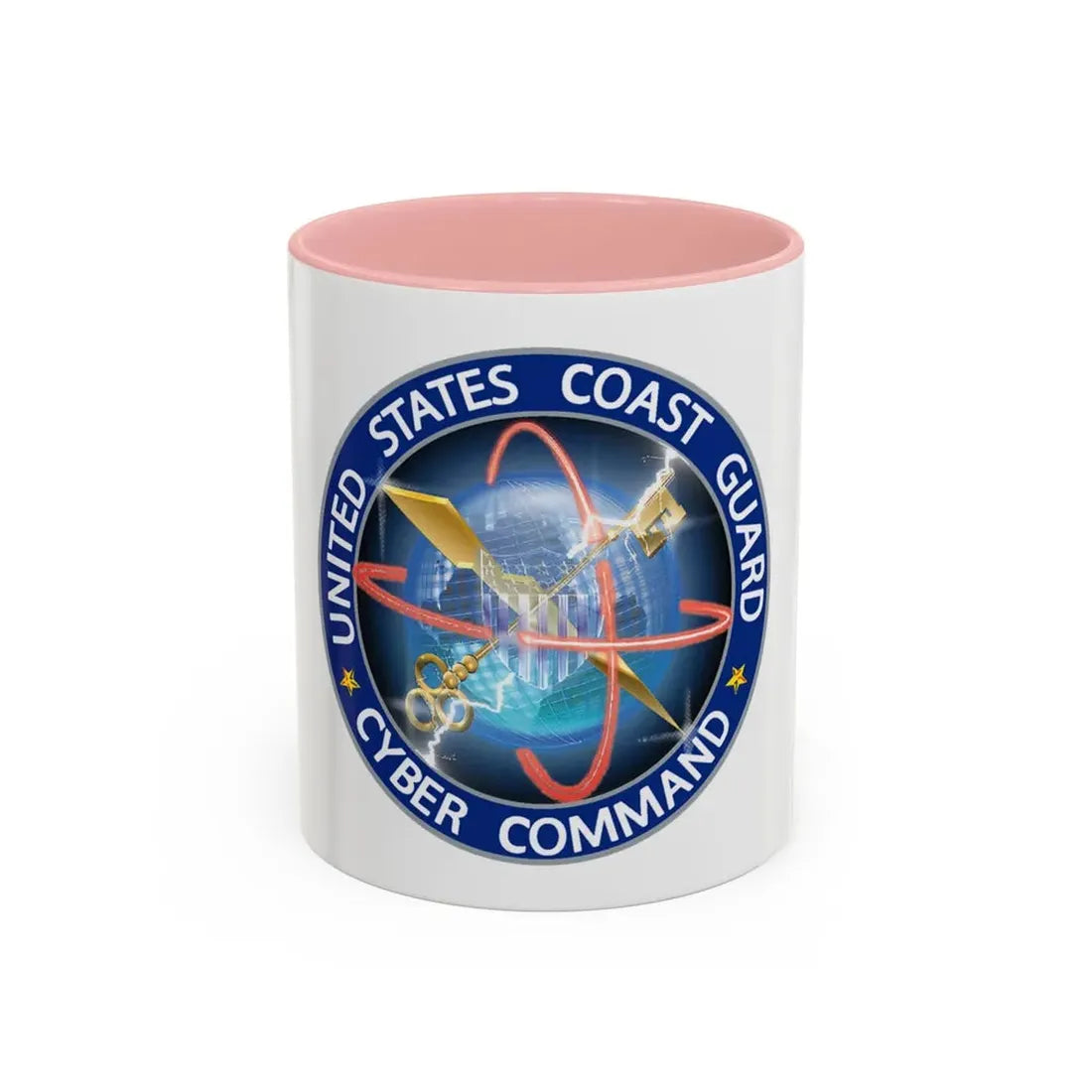 USCG Cyber Command (U.S. Coast Guard) Accent Coffee Mug 11oz Pink - Go Mug Yourself