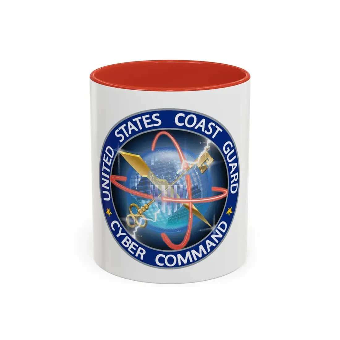 USCG Cyber Command (U.S. Coast Guard) Accent Coffee Mug 11oz Red - Go Mug Yourself