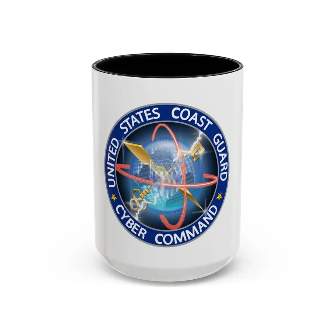 USCG Cyber Command (U.S. Coast Guard) Accent Coffee Mug 15oz Black - Go Mug Yourself
