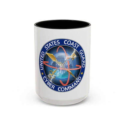 USCG Cyber Command (U.S. Coast Guard) Accent Coffee Mug 15oz Black - Go Mug Yourself