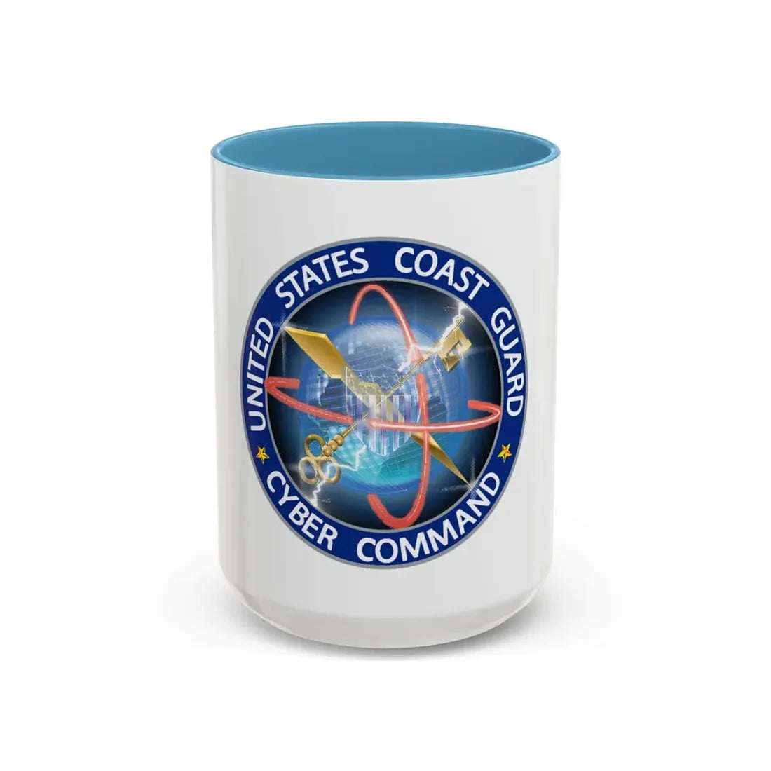 USCG Cyber Command (U.S. Coast Guard) Accent Coffee Mug 15oz Light Blue - Go Mug Yourself