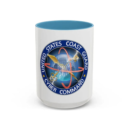 USCG Cyber Command (U.S. Coast Guard) Accent Coffee Mug 15oz Light Blue - Go Mug Yourself