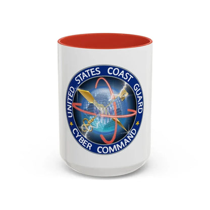 USCG Cyber Command (U.S. Coast Guard) Accent Coffee Mug 15oz Red - Go Mug Yourself
