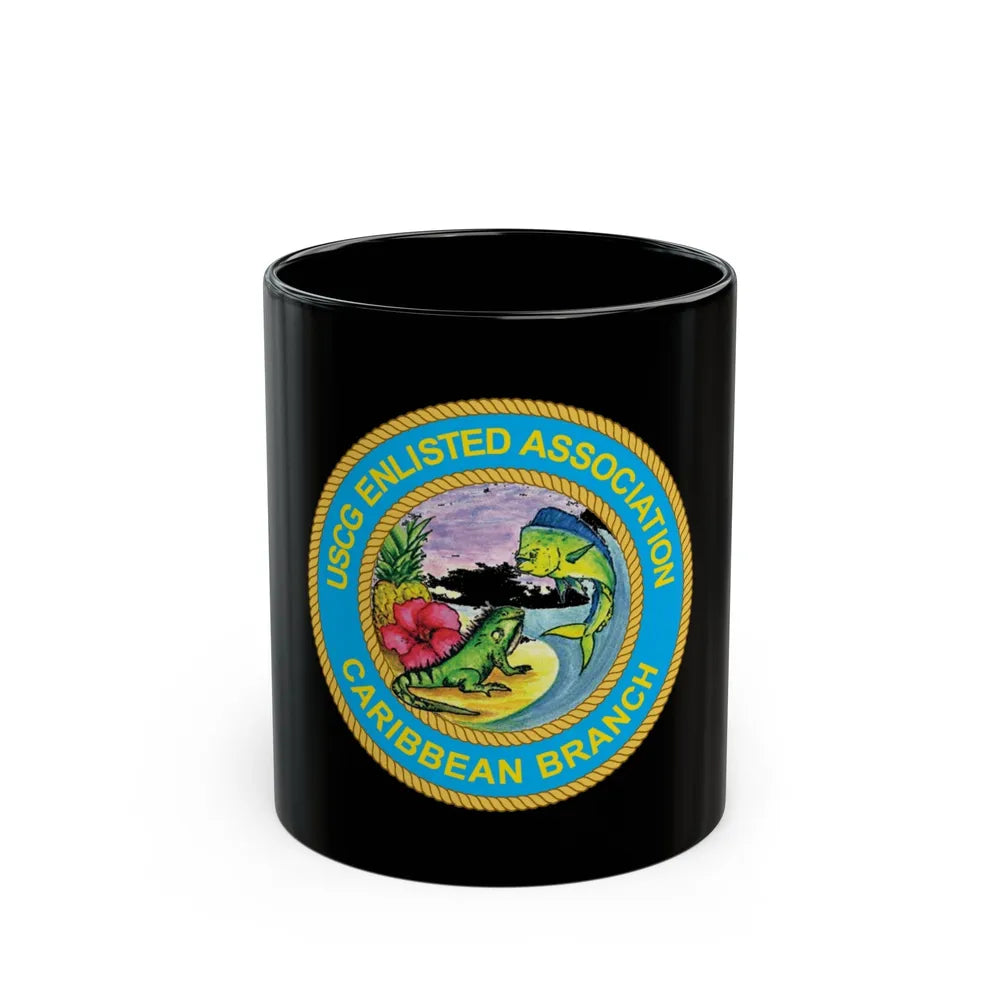 USCG EnlAssocCaribbean Branch (U.S. Coast Guard) Black Coffee Mug-11oz-Go Mug Yourself