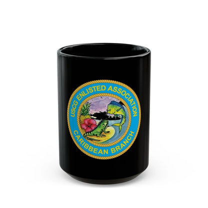 USCG EnlAssocCaribbean Branch (U.S. Coast Guard) Black Coffee Mug-15oz-Go Mug Yourself