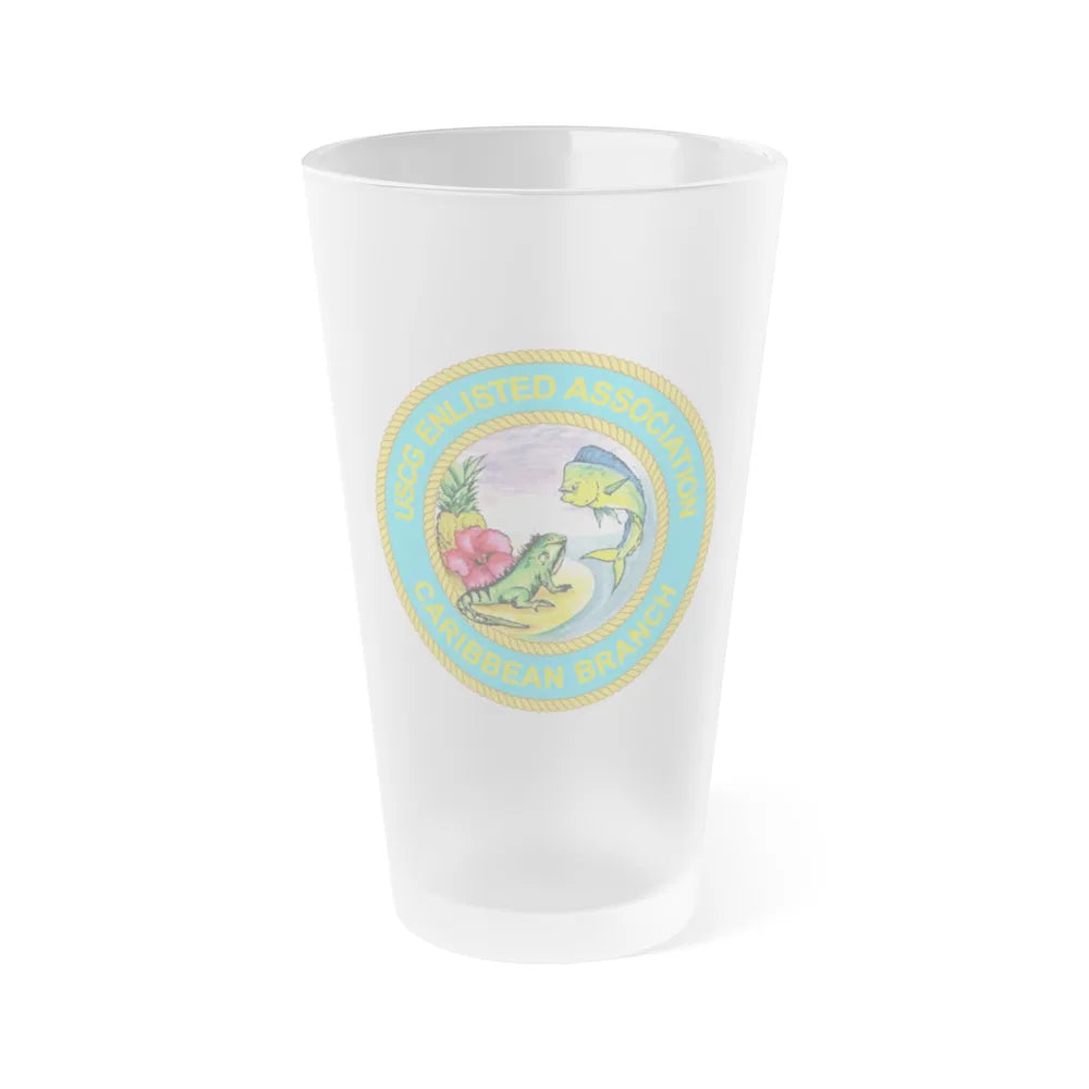 USCG EnlAssocCaribbean Branch (U.S. Coast Guard) Frosted Pint Glass 16oz-Go Mug Yourself