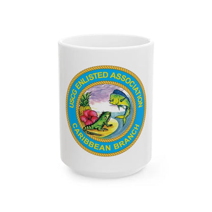 USCG EnlAssocCaribbean Branch (U.S. Coast Guard) White Coffee Mug-15oz-Go Mug Yourself