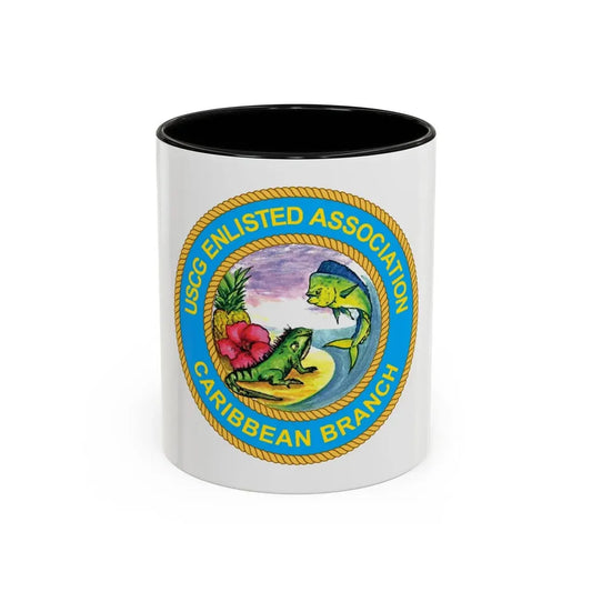 USCG EnlAssocCaribbean Branch (U.S. Coast Guard) Accent Coffee Mug 11oz Black - Go Mug Yourself