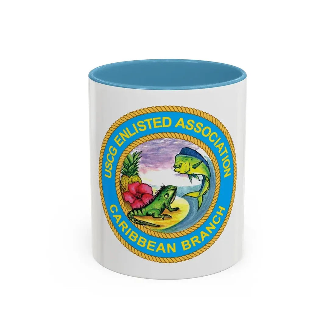 USCG EnlAssocCaribbean Branch (U.S. Coast Guard) Accent Coffee Mug 11oz Light Blue - Go Mug Yourself