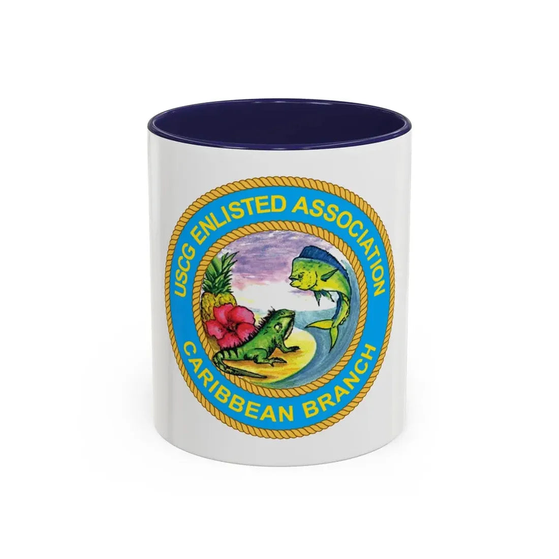 USCG EnlAssocCaribbean Branch (U.S. Coast Guard) Accent Coffee Mug 11oz Navy - Go Mug Yourself
