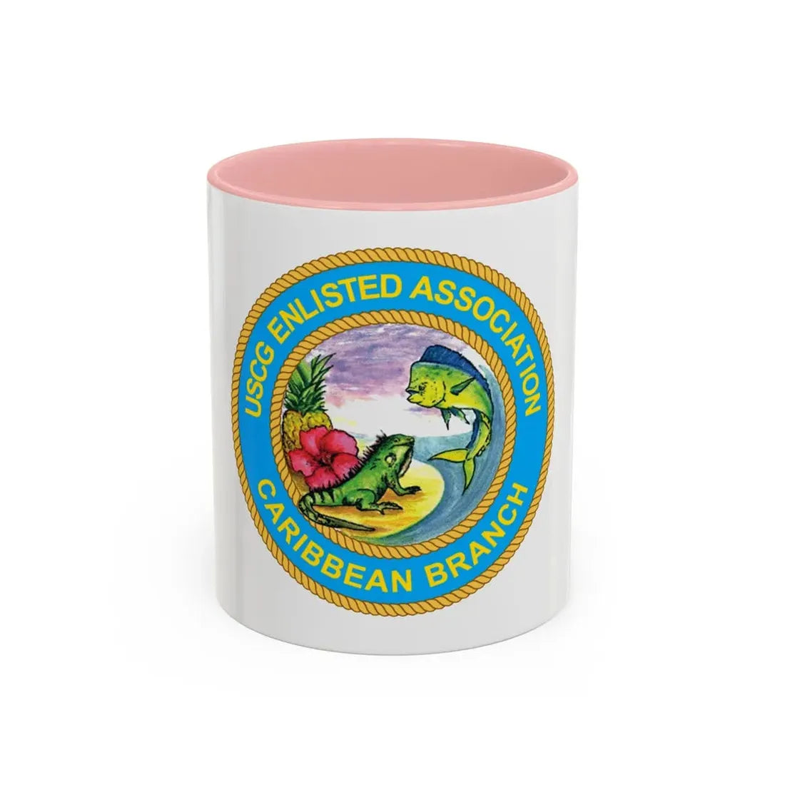USCG EnlAssocCaribbean Branch (U.S. Coast Guard) Accent Coffee Mug 11oz Pink - Go Mug Yourself