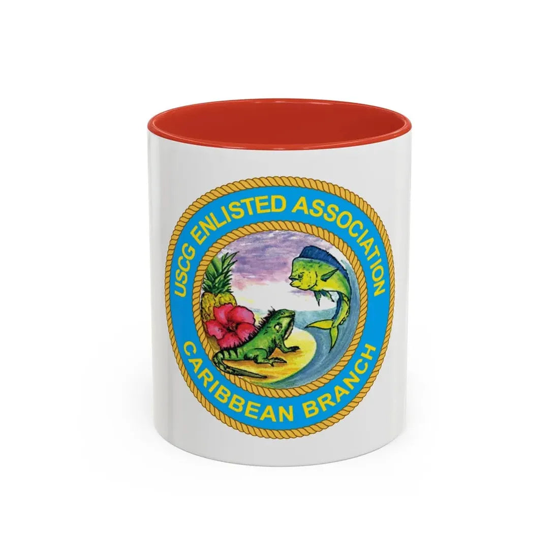 USCG EnlAssocCaribbean Branch (U.S. Coast Guard) Accent Coffee Mug 11oz Red - Go Mug Yourself