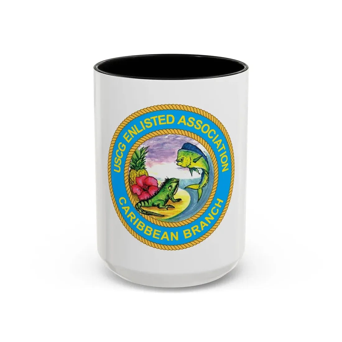 USCG EnlAssocCaribbean Branch (U.S. Coast Guard) Accent Coffee Mug 15oz Black - Go Mug Yourself