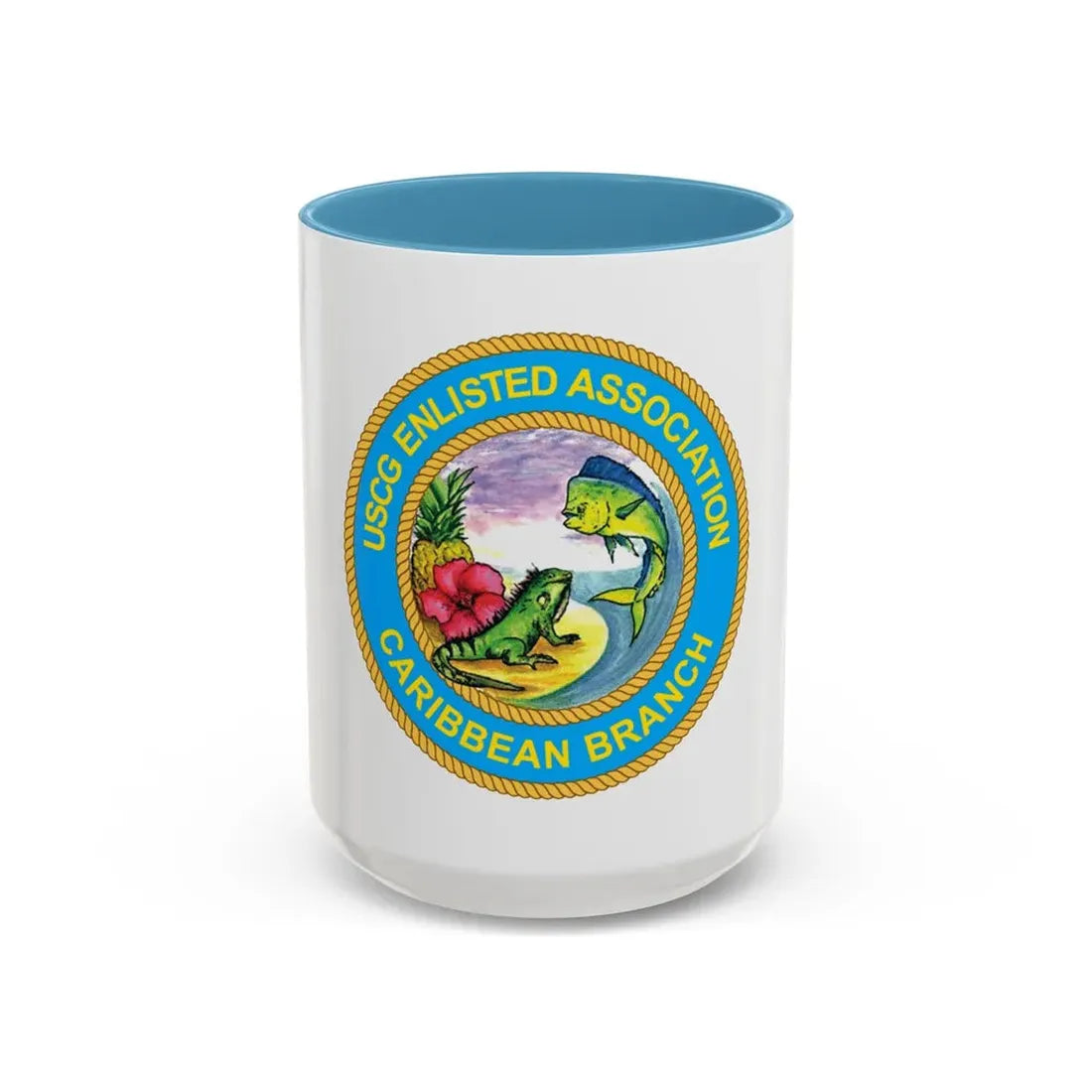USCG EnlAssocCaribbean Branch (U.S. Coast Guard) Accent Coffee Mug 15oz Light Blue - Go Mug Yourself
