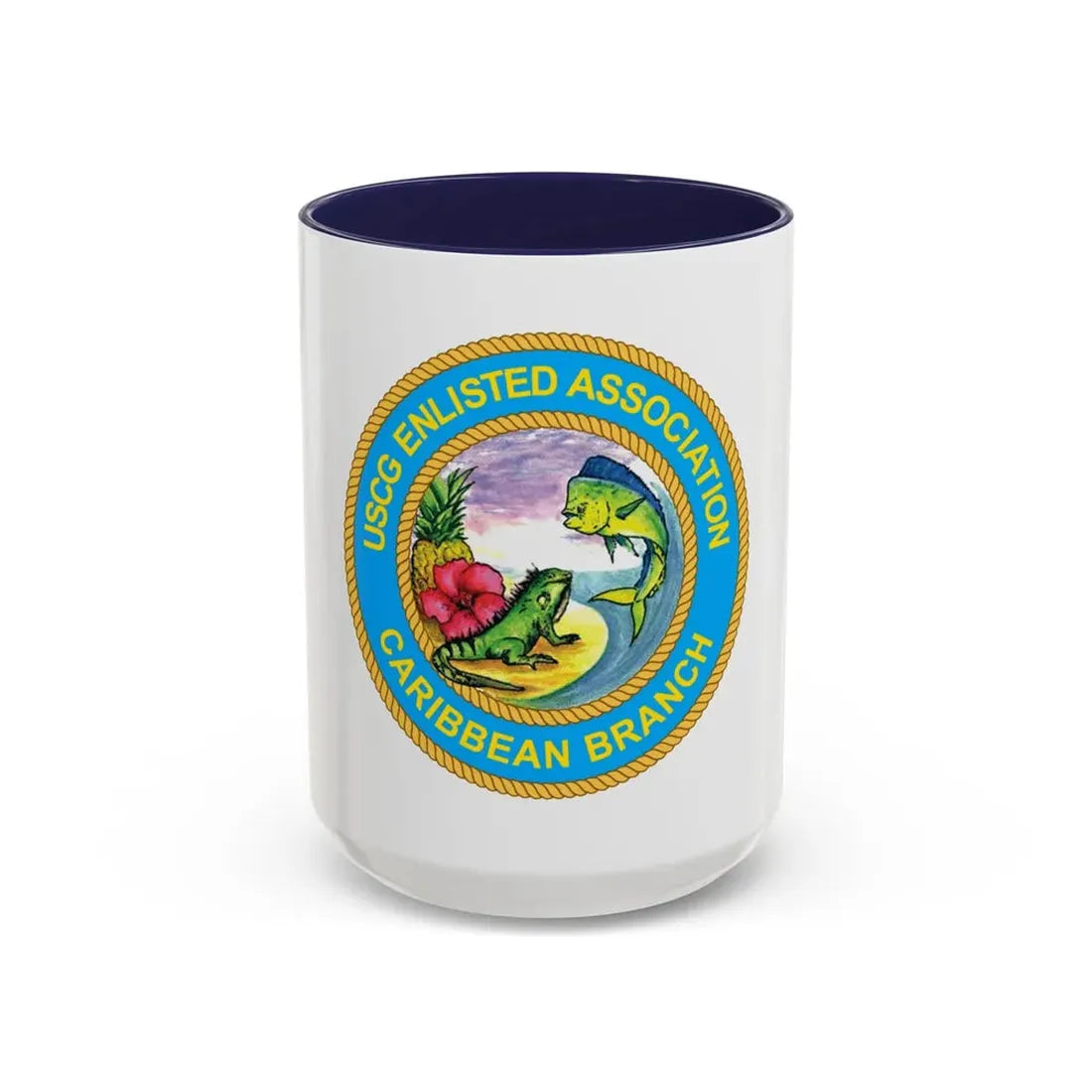 USCG EnlAssocCaribbean Branch (U.S. Coast Guard) Accent Coffee Mug 15oz Navy - Go Mug Yourself