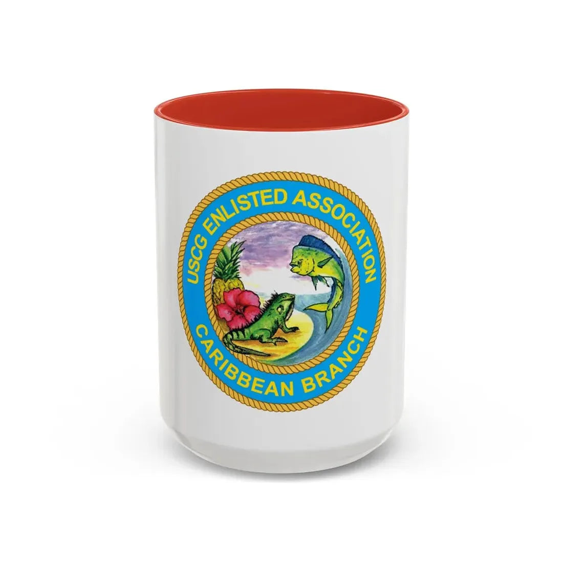 USCG EnlAssocCaribbean Branch (U.S. Coast Guard) Accent Coffee Mug 15oz Red - Go Mug Yourself