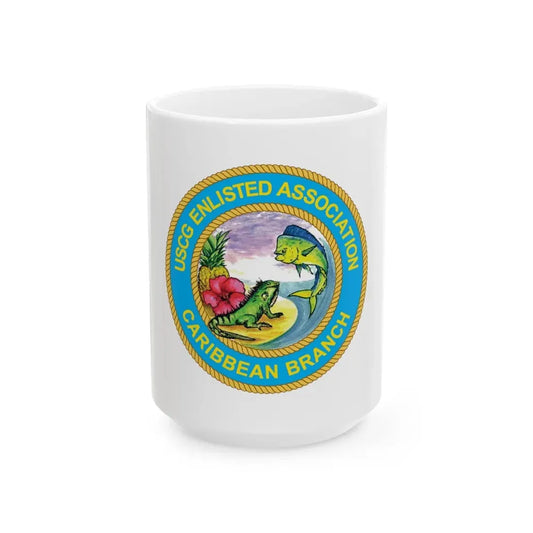 USCG EnlAssocCaribbean Branch (U.S. Coast Guard) White Coffee Mug 15oz - Go Mug Yourself