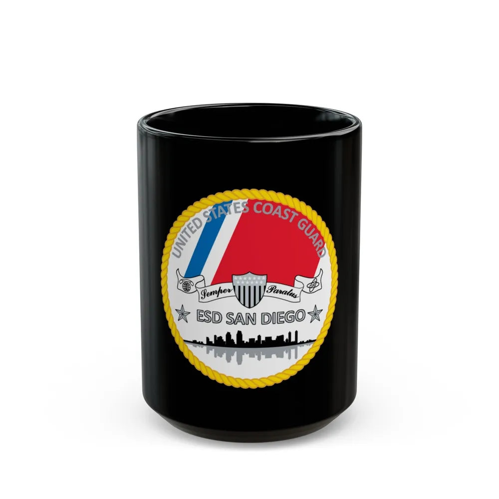 USCG ESD San Diego (U.S. Coast Guard) Black Coffee Mug-15oz-Go Mug Yourself