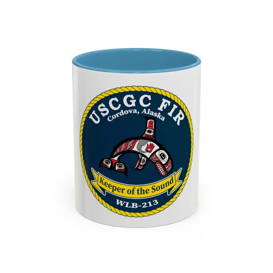 USCG FIR WLB 213 (U.S. Coast Guard) Accent Coffee Mug 11oz Light Blue - Go Mug Yourself