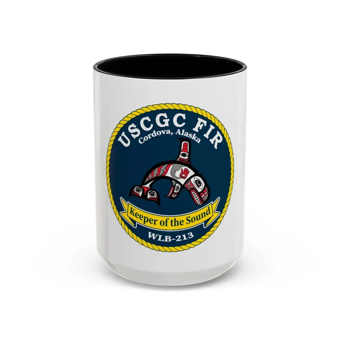 USCG FIR WLB 213 (U.S. Coast Guard) Accent Coffee Mug 15oz Black - Go Mug Yourself