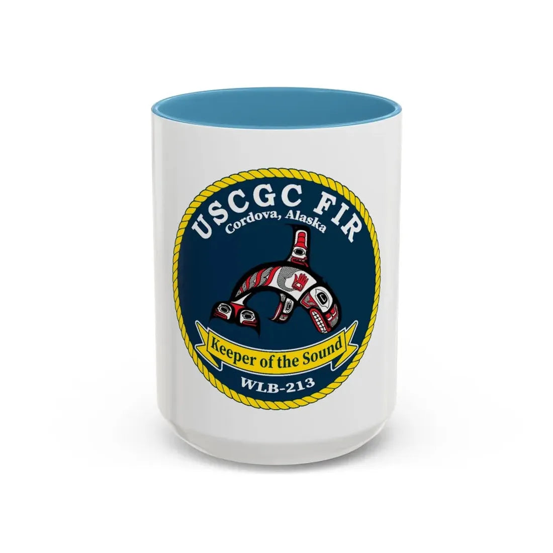 USCG FIR WLB 213 (U.S. Coast Guard) Accent Coffee Mug 15oz Light Blue - Go Mug Yourself