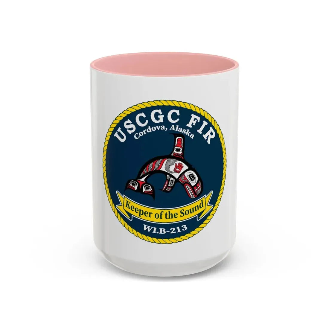 USCG FIR WLB 213 (U.S. Coast Guard) Accent Coffee Mug 15oz Pink - Go Mug Yourself