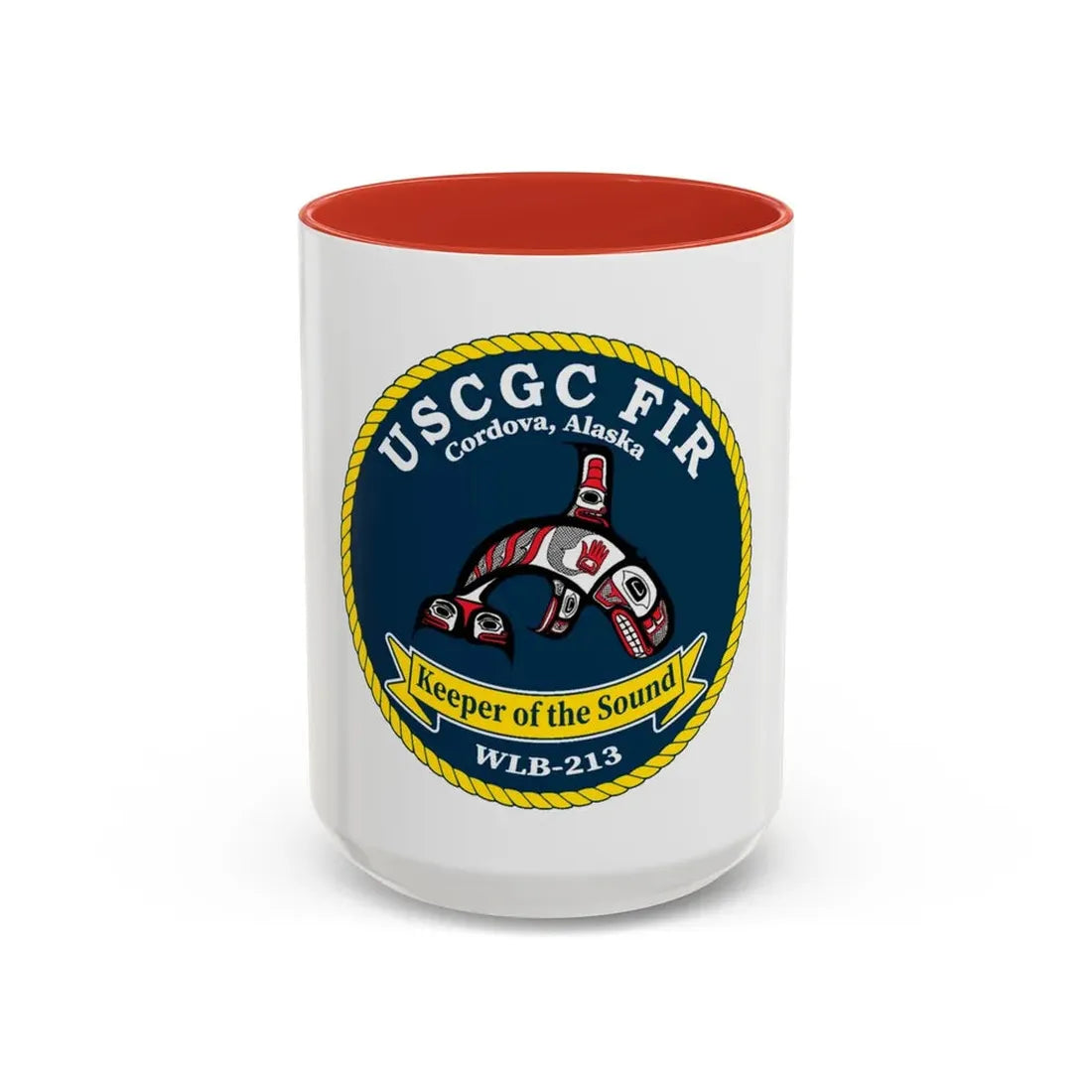USCG FIR WLB 213 (U.S. Coast Guard) Accent Coffee Mug 15oz Red - Go Mug Yourself