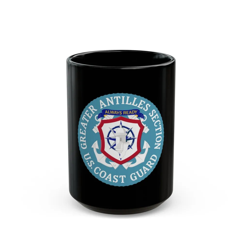 USCG Greater Antilles Section (U.S. Coast Guard) Black Coffee Mug-15oz-Go Mug Yourself