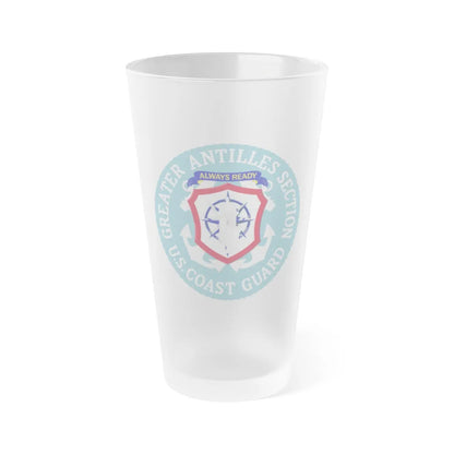 USCG Greater Antilles Section (U.S. Coast Guard) Frosted Pint Glass 16oz-Go Mug Yourself