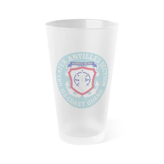 USCG Greater Antilles Section (U.S. Coast Guard) Frosted Pint Glass 16oz-Go Mug Yourself