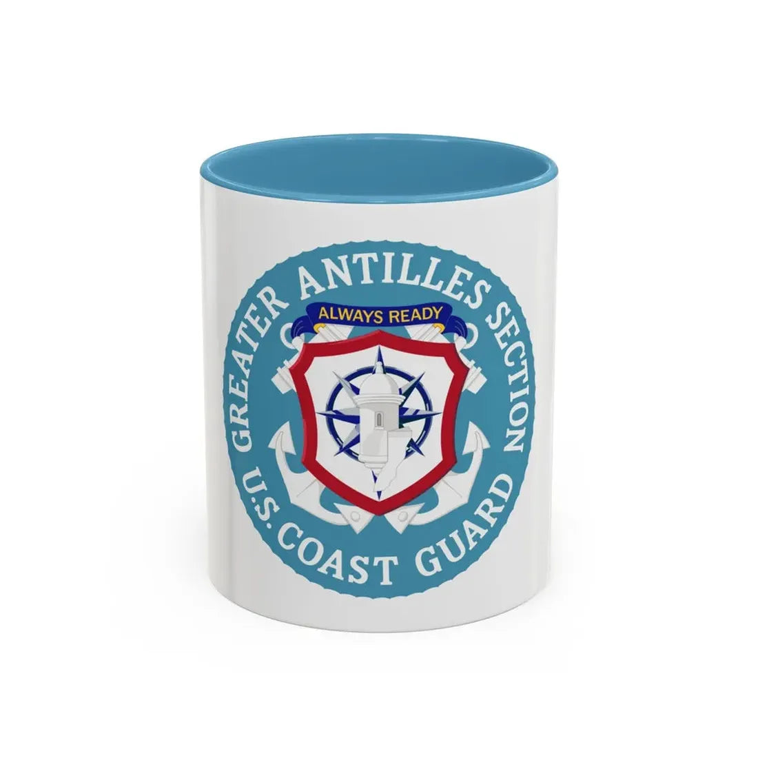 USCG Greater Antilles Section (U.S. Coast Guard) Accent Coffee Mug 11oz Light Blue - Go Mug Yourself
