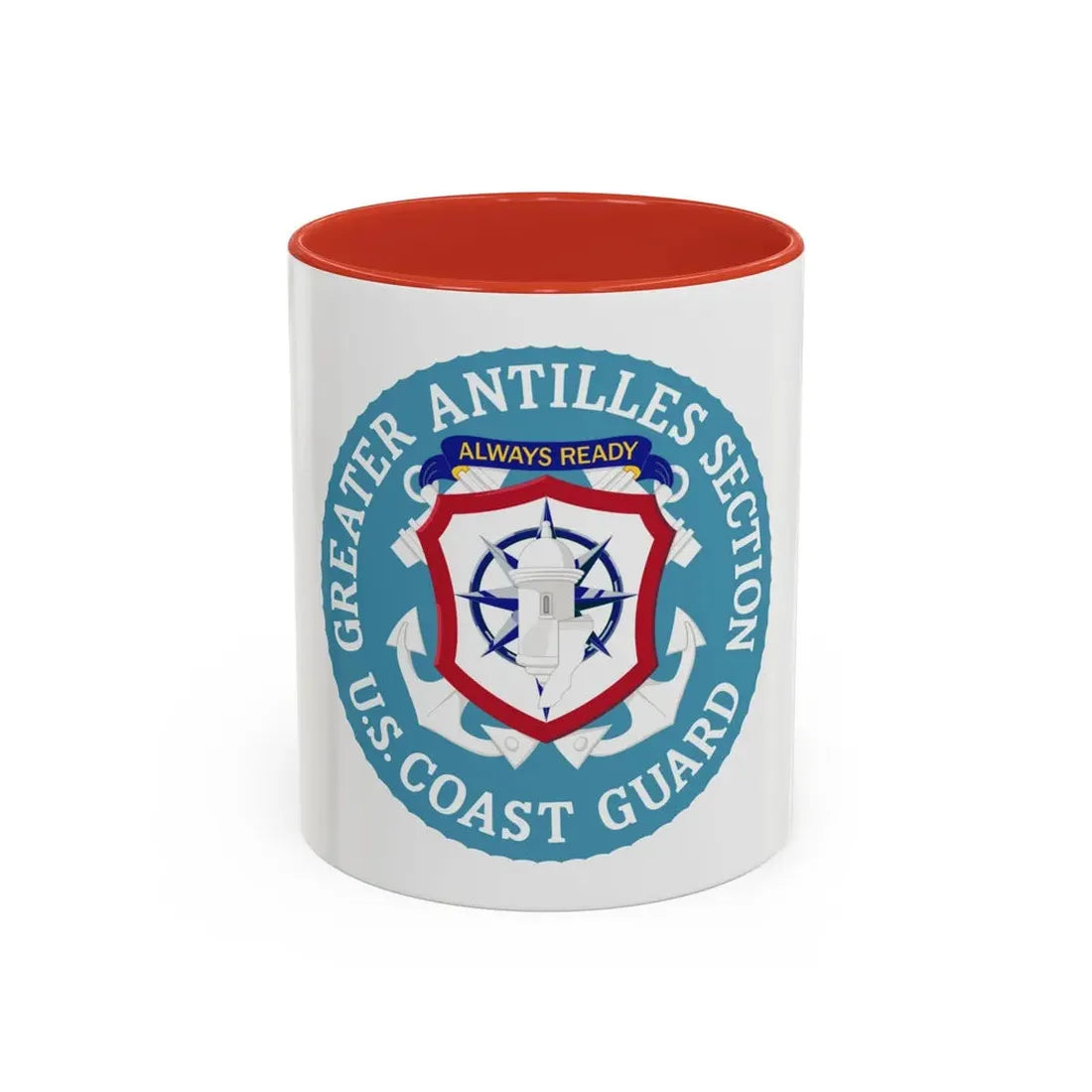 USCG Greater Antilles Section (U.S. Coast Guard) Accent Coffee Mug 11oz Red - Go Mug Yourself