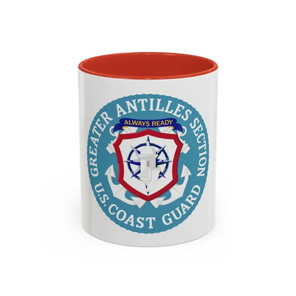 USCG Greater Antilles Section (U.S. Coast Guard) Accent Coffee Mug 11oz Red - Go Mug Yourself