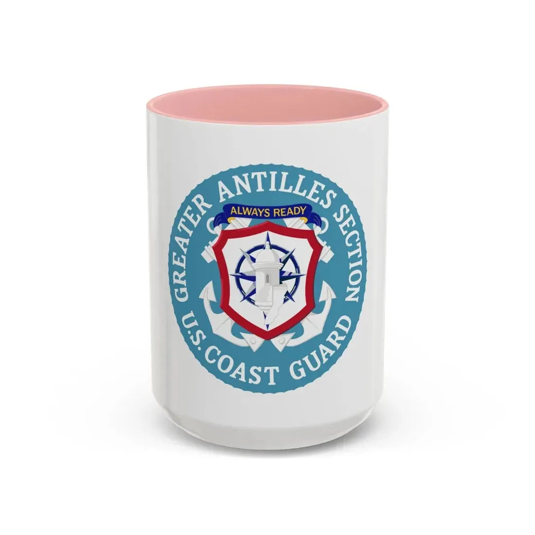 USCG Greater Antilles Section (U.S. Coast Guard) Accent Coffee Mug 15oz Pink - Go Mug Yourself