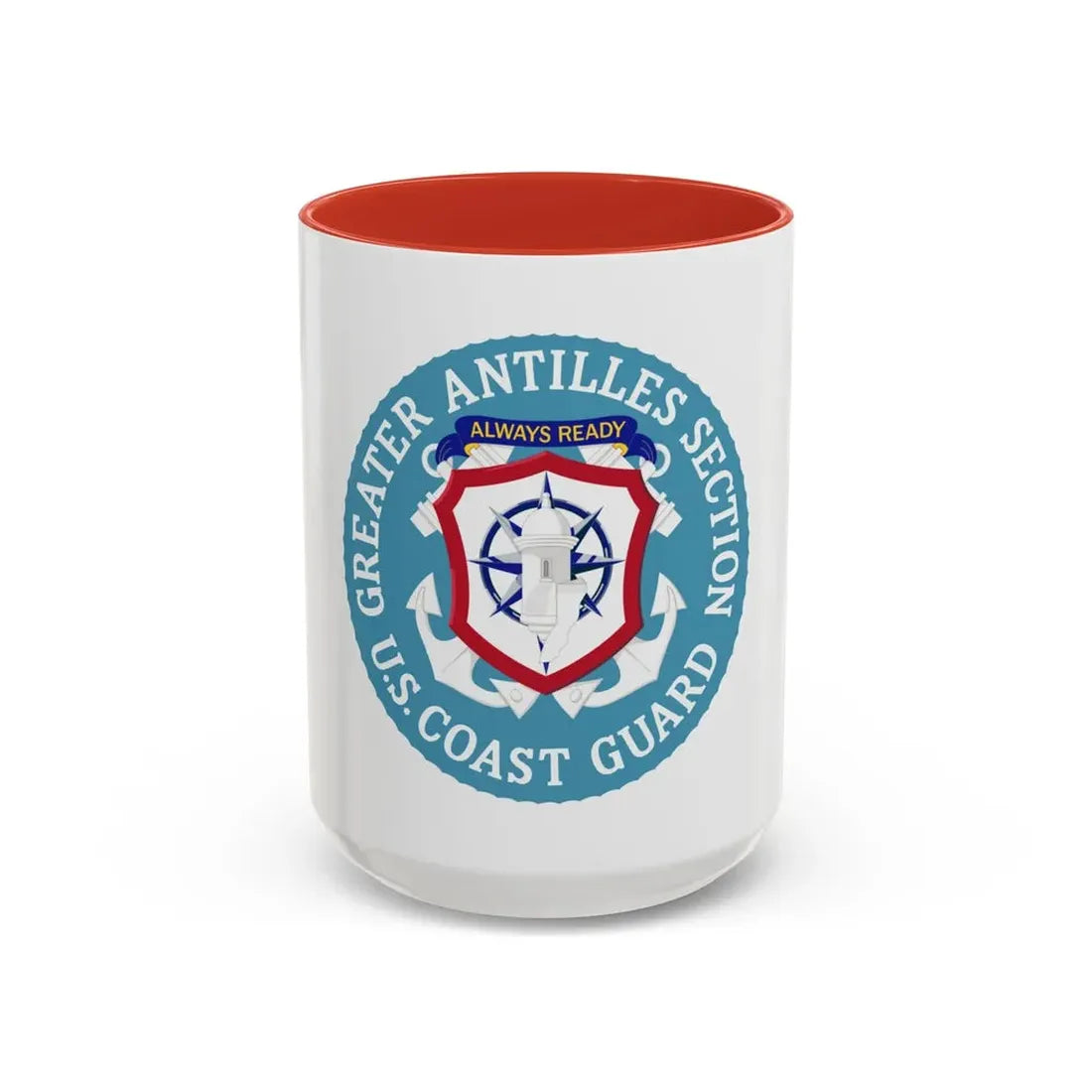USCG Greater Antilles Section (U.S. Coast Guard) Accent Coffee Mug 15oz Red - Go Mug Yourself