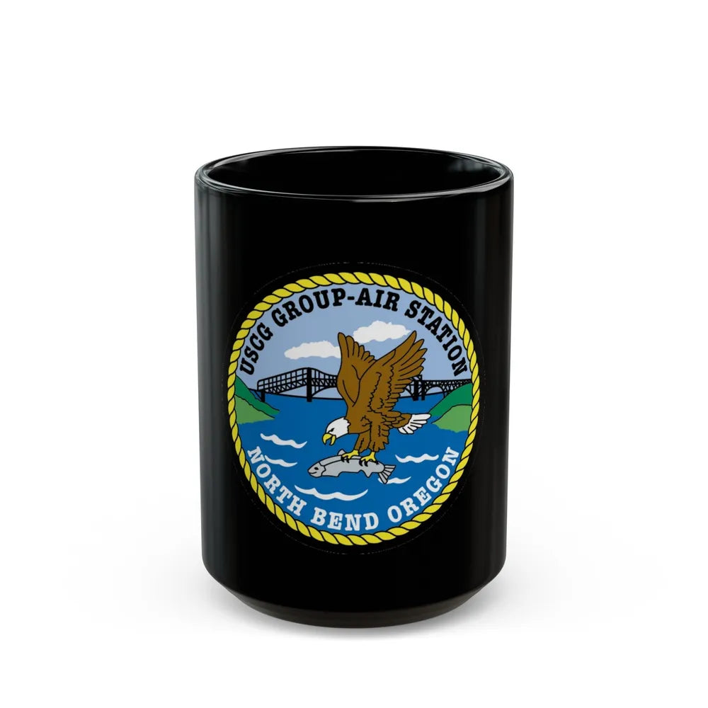 USCG Group Air Station North Bend (U.S. Coast Guard) Black Coffee Mug-15oz-Go Mug Yourself