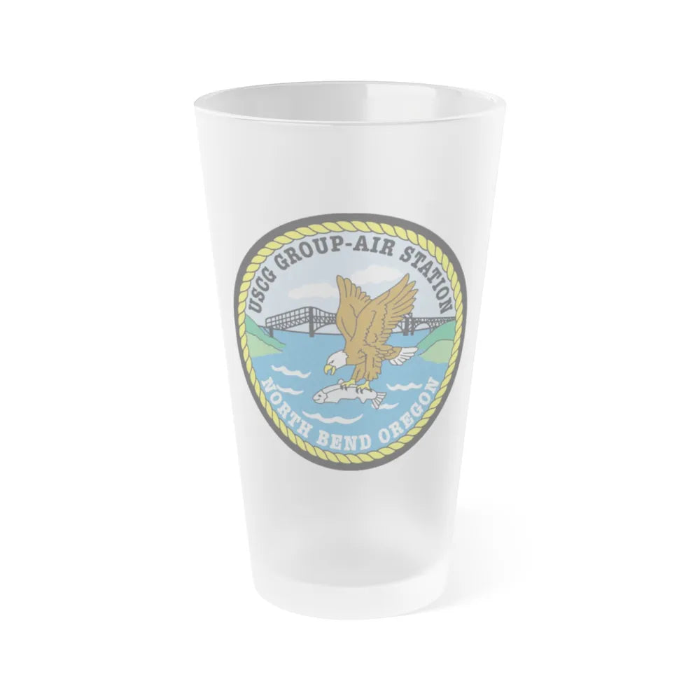 USCG Group Air Station North Bend (U.S. Coast Guard) Frosted Pint Glass 16oz-Go Mug Yourself