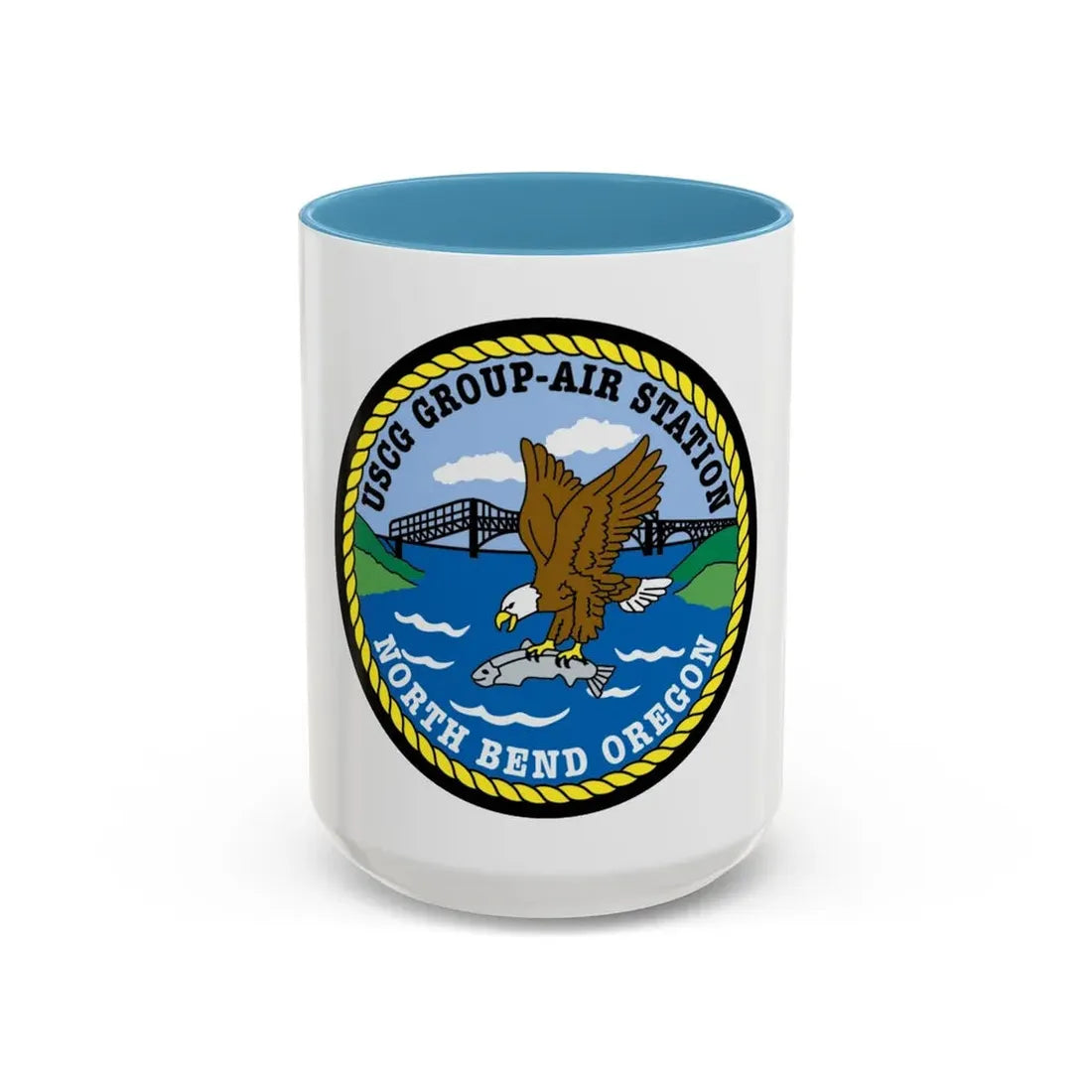 USCG Group Air Station North Bend (U.S. Coast Guard) Accent Coffee Mug 15oz Light Blue - Go Mug Yourself