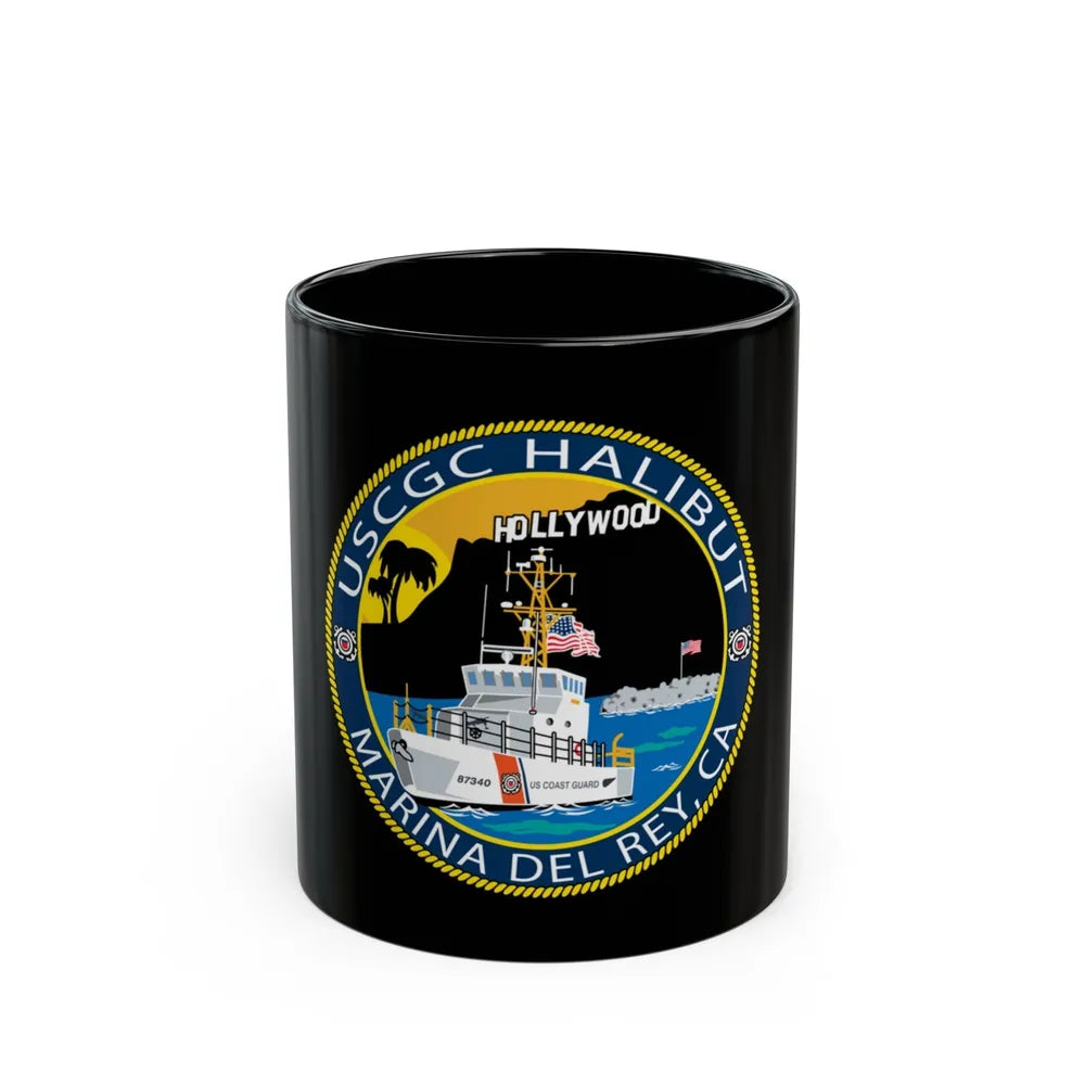 USCG Halibut Marina Del Ray CA (U.S. Coast Guard) Black Coffee Mug-11oz-Go Mug Yourself