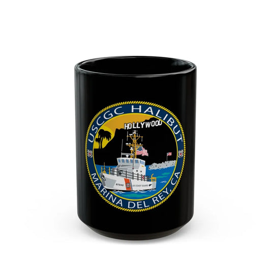 USCG Halibut Marina Del Ray CA (U.S. Coast Guard) Black Coffee Mug-15oz-Go Mug Yourself