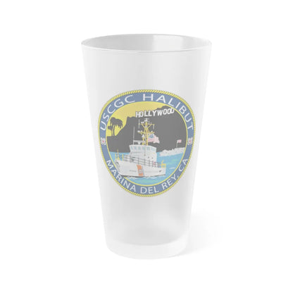 USCG Halibut Marina Del Ray CA (U.S. Coast Guard) Frosted Pint Glass 16oz-Go Mug Yourself