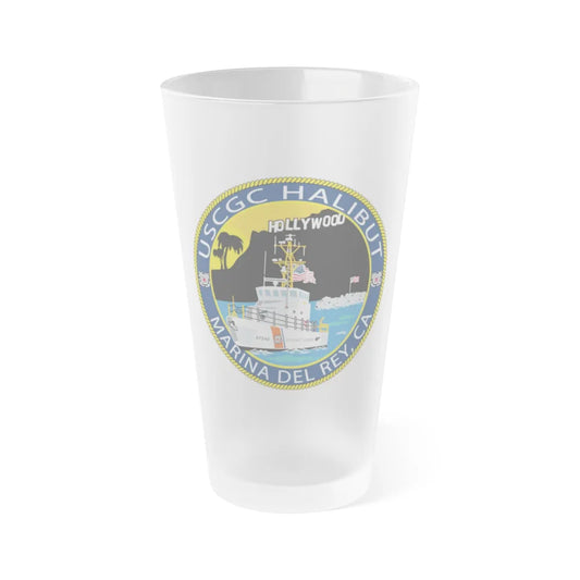 USCG Halibut Marina Del Ray CA (U.S. Coast Guard) Frosted Pint Glass 16oz-Go Mug Yourself