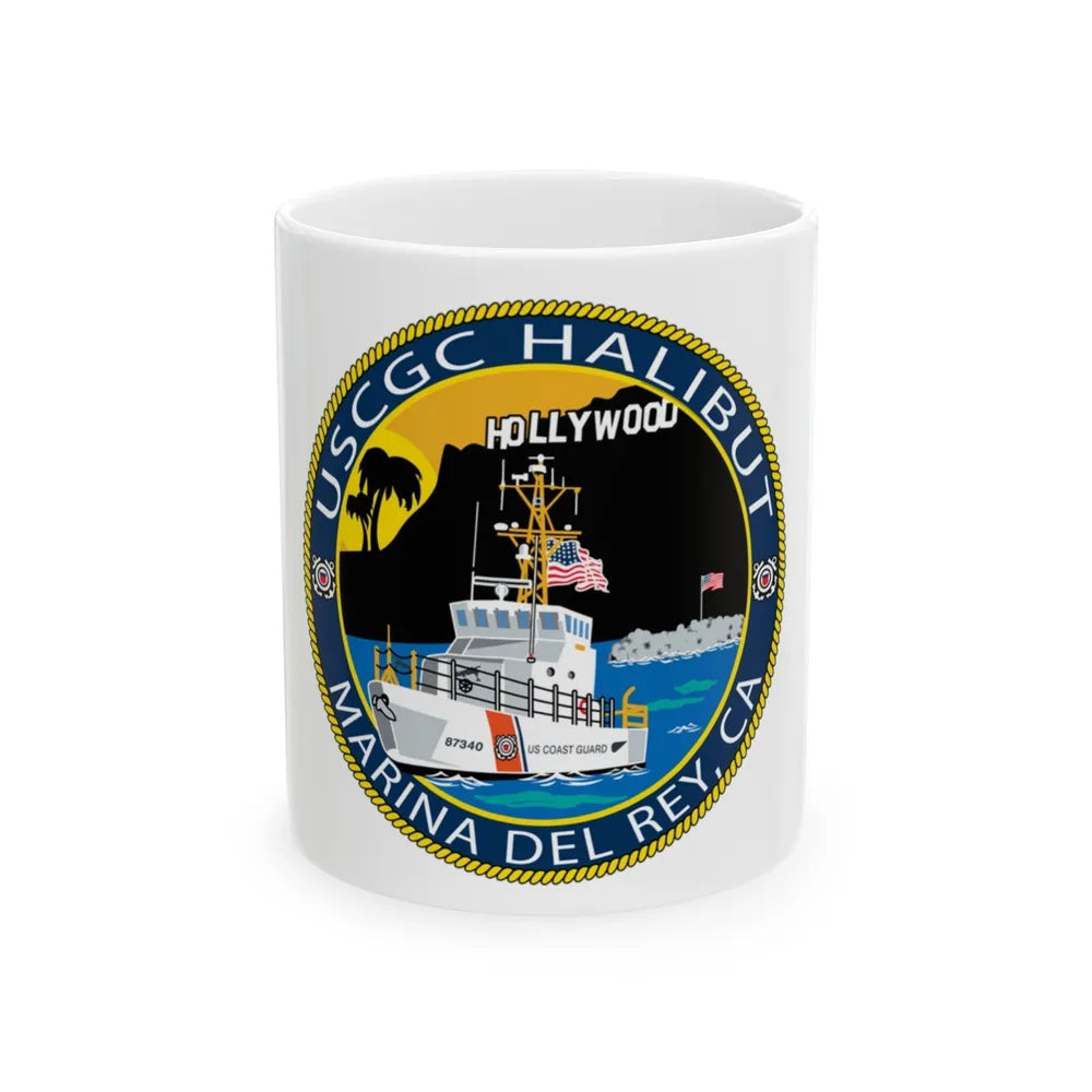 USCG Halibut Marina Del Ray CA (U.S. Coast Guard) White Coffee Mug-11oz-Go Mug Yourself