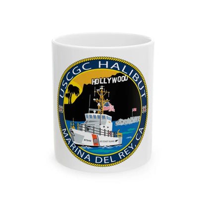 USCG Halibut Marina Del Ray CA (U.S. Coast Guard) White Coffee Mug-11oz-Go Mug Yourself