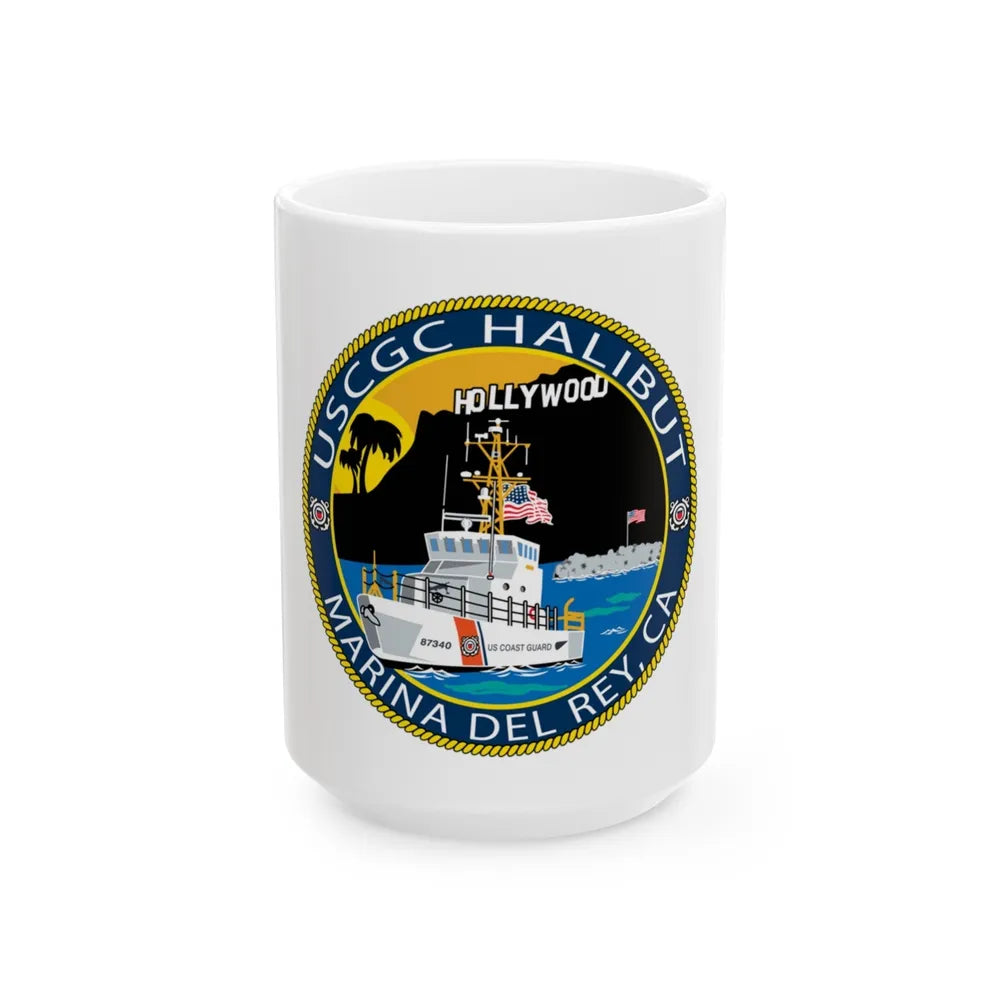 USCG Halibut Marina Del Ray CA (U.S. Coast Guard) White Coffee Mug-15oz-Go Mug Yourself