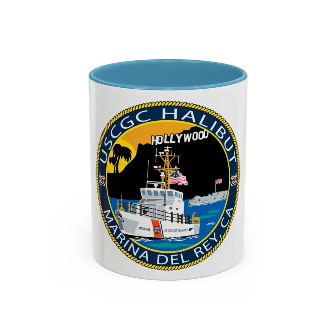USCG Halibut Marina Del Ray CA (U.S. Coast Guard) Accent Coffee Mug 11oz Light Blue - Go Mug Yourself