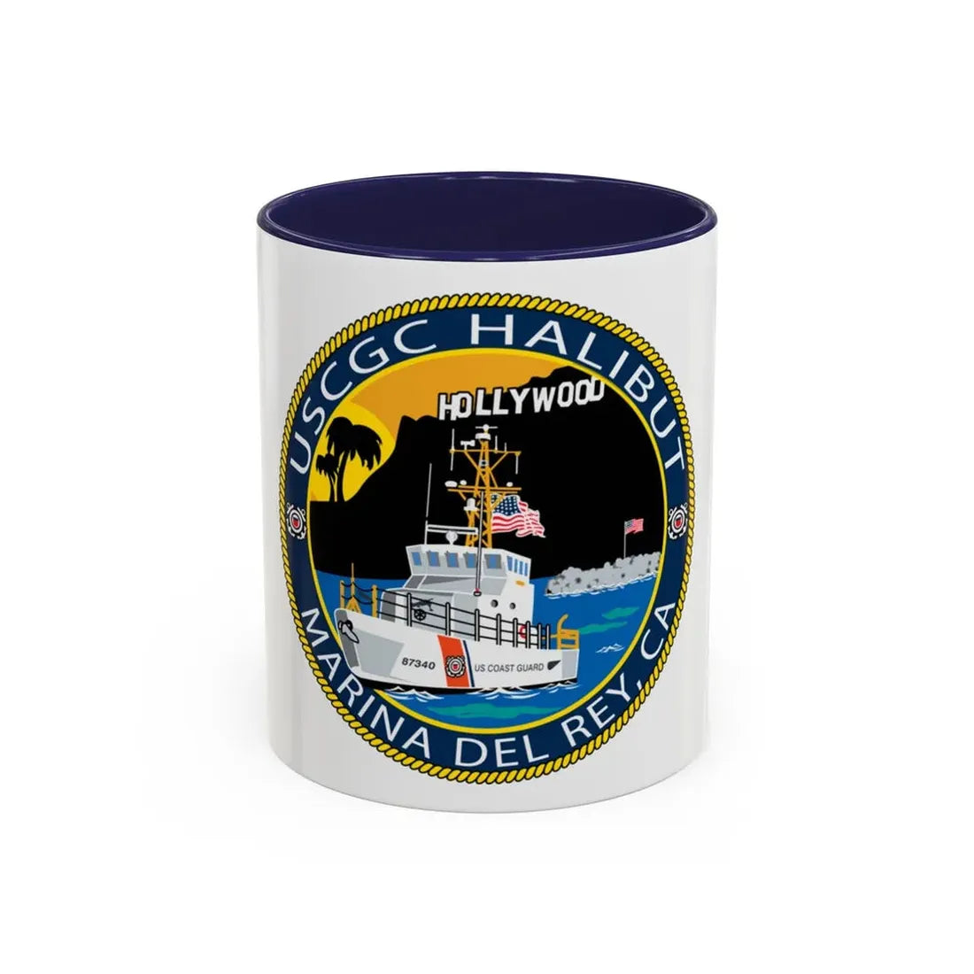 USCG Halibut Marina Del Ray CA (U.S. Coast Guard) Accent Coffee Mug 11oz Navy - Go Mug Yourself