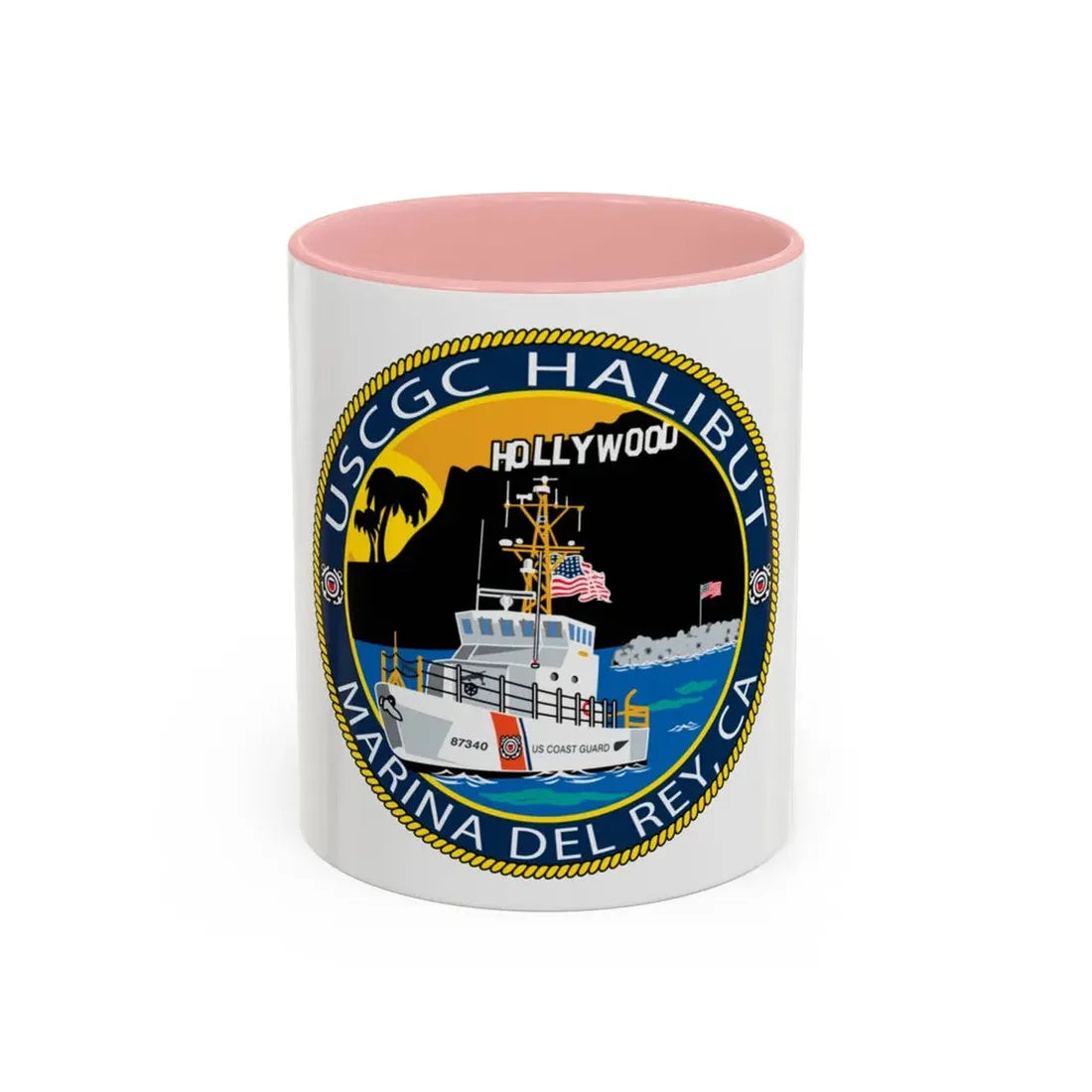 USCG Halibut Marina Del Ray CA (U.S. Coast Guard) Accent Coffee Mug 11oz Pink - Go Mug Yourself