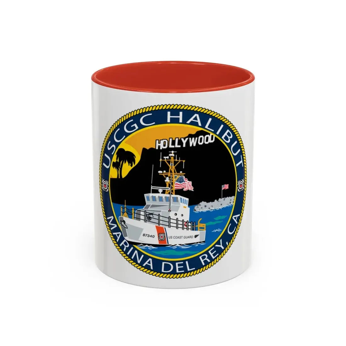 USCG Halibut Marina Del Ray CA (U.S. Coast Guard) Accent Coffee Mug 11oz Red - Go Mug Yourself